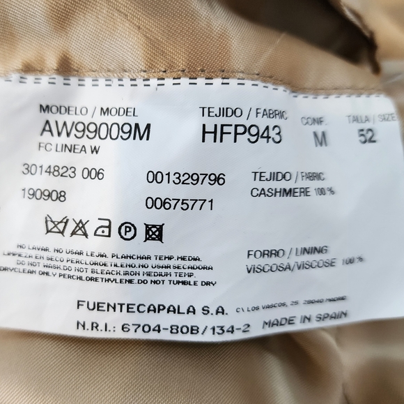 Pedro Muñoz 100% Cashmere Brown Elbow Patch Blazer, 52 EUC - Picture 8 of 10